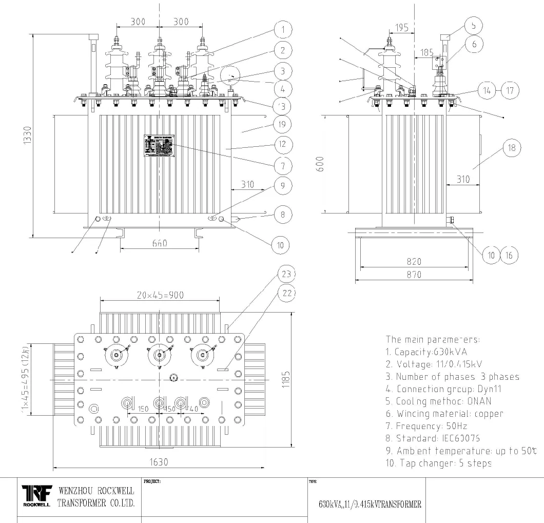 Three Phase Transformer 160kVA, 30/0.4kv (H51 type) + Dropout Fuse (set of 3 fuses)