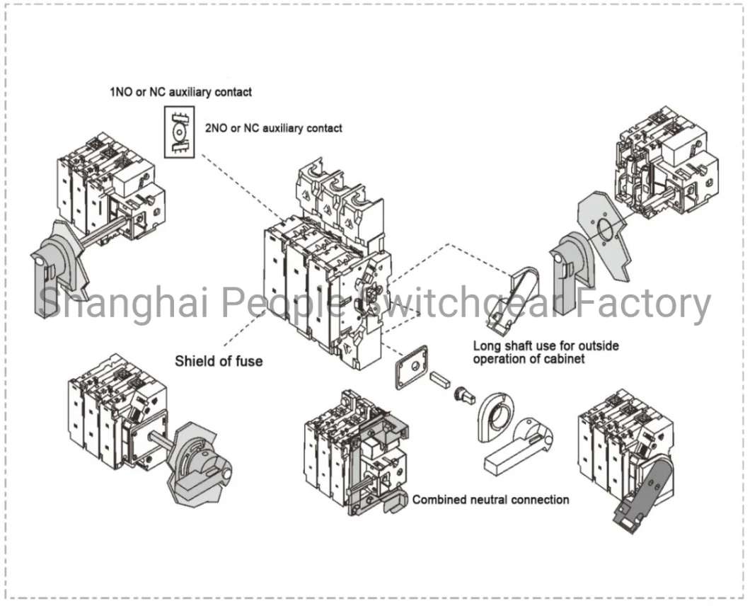 Hglr Fuse Type 3p 4p 63A 100A 160A 200A 250A 400A 630A 8000A 1000A 1250A Rotary Isolator Isolation Load Break Changeover Switch