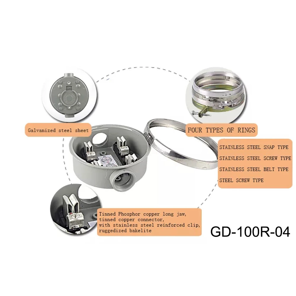 Single Phase 100A Round Meter Socket Meter Base Box Dual Aluminum 4jaw Round Electric Meter Socket